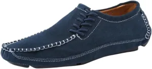 Mens Loafers Cowhide Suede Vamp Stitching Details Round Toe Flat Heel Slip Resistant Comfortable Slip-ons