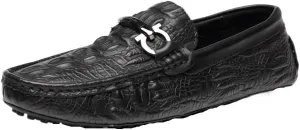 Mens Loafers Shoe Faux Crocodile Print Solid Colors Leather Anti-Slip Moccasins Shoes Lightweight Flat Heel Flexible Wedding Slip-ons