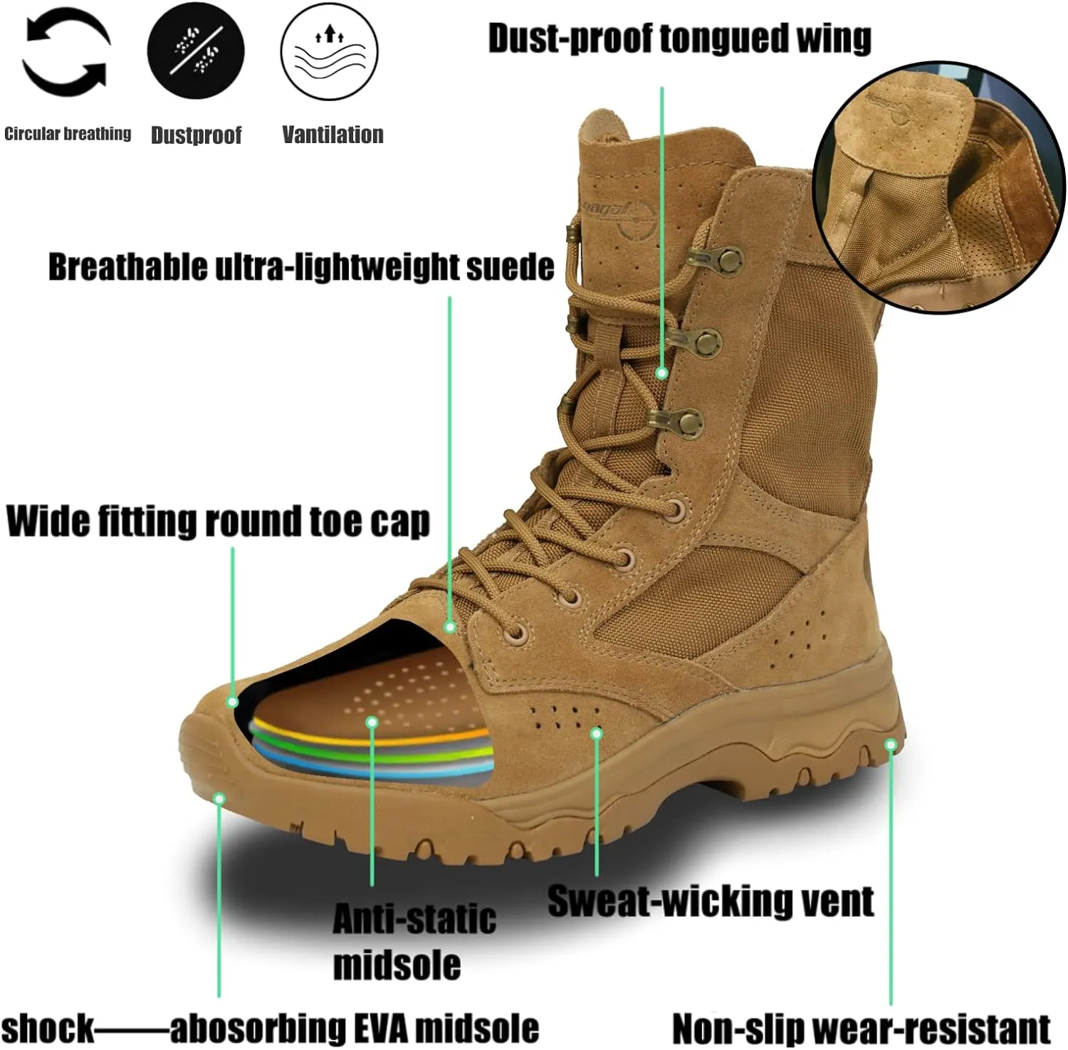 Men's Military Boots Lightweight Army Combat Tactical Military Boots For Men Hunting Jungle Hiking Work Boots