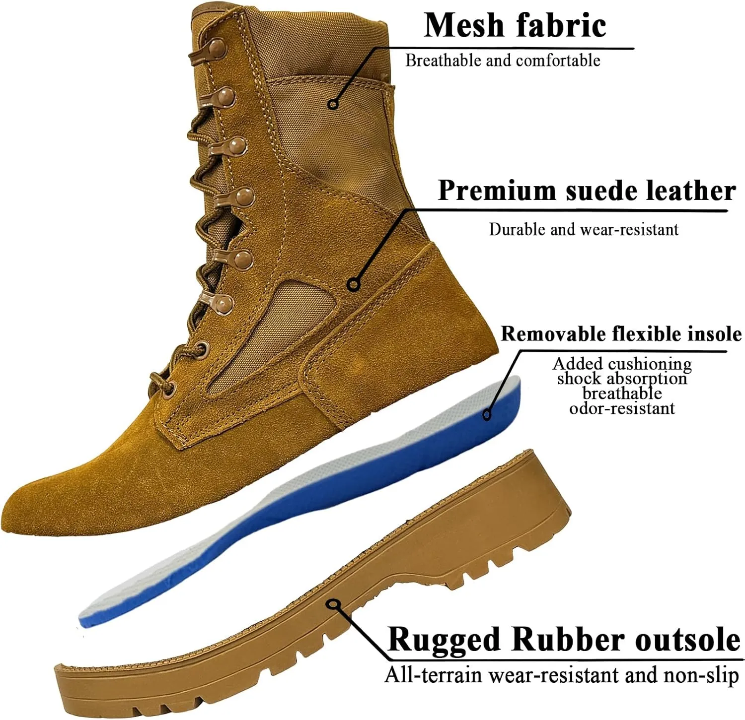 Mens Military Tactical Boots Man Lace Up Hiking Work Army Boots Outdoor Men Combat Shoes