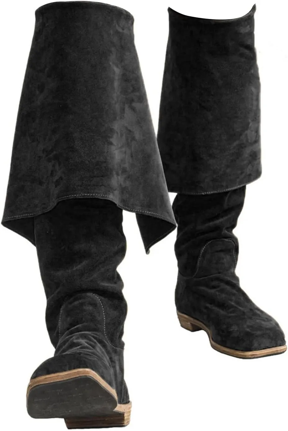 Mens Renaissance Medieval Long Boots Gothic Pirate Viking Adventure Footwear for Halloween Costume Cosplay