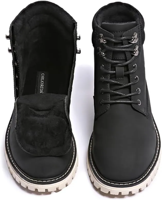 Mens Snow Boots Fur Lined Hiking Boots Waterproof Anti-Slip Outdoor Climbing Shoes