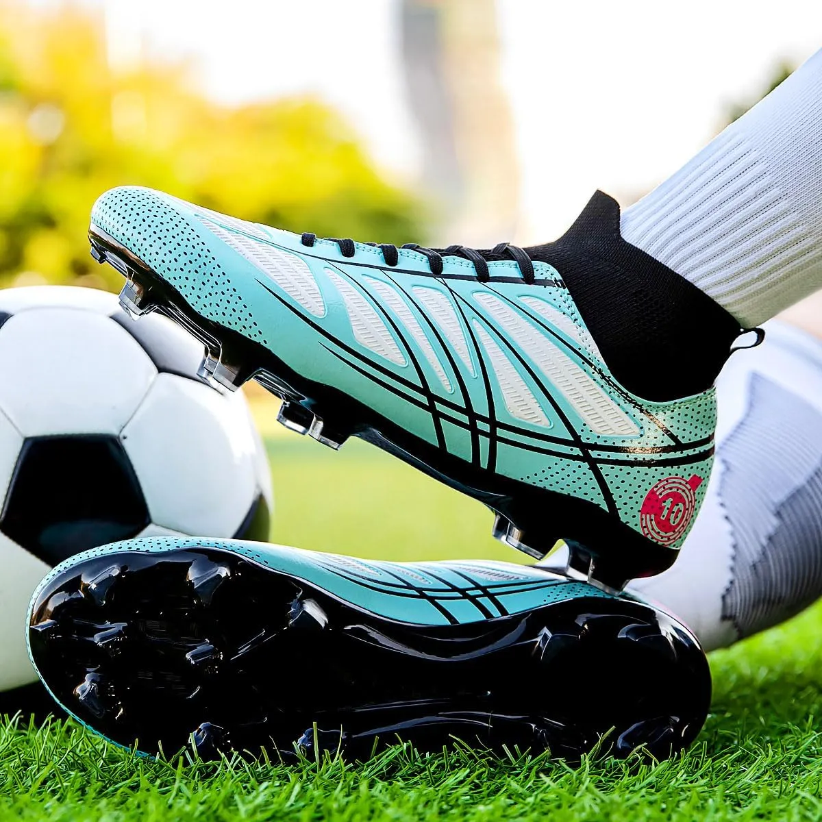 Men’s Soccer Shoes Cleats Football Boots Professional Training Outdoor Indoor Sneaker High-Top Spike Breathable Athletic