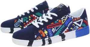 Men's Stylish Ethnic Style Low-top Skateboard Shoes, Comfortable Non-Slip Breathable lace-up Sneakers, Suitable for Men's Outdoor Sports Shoes