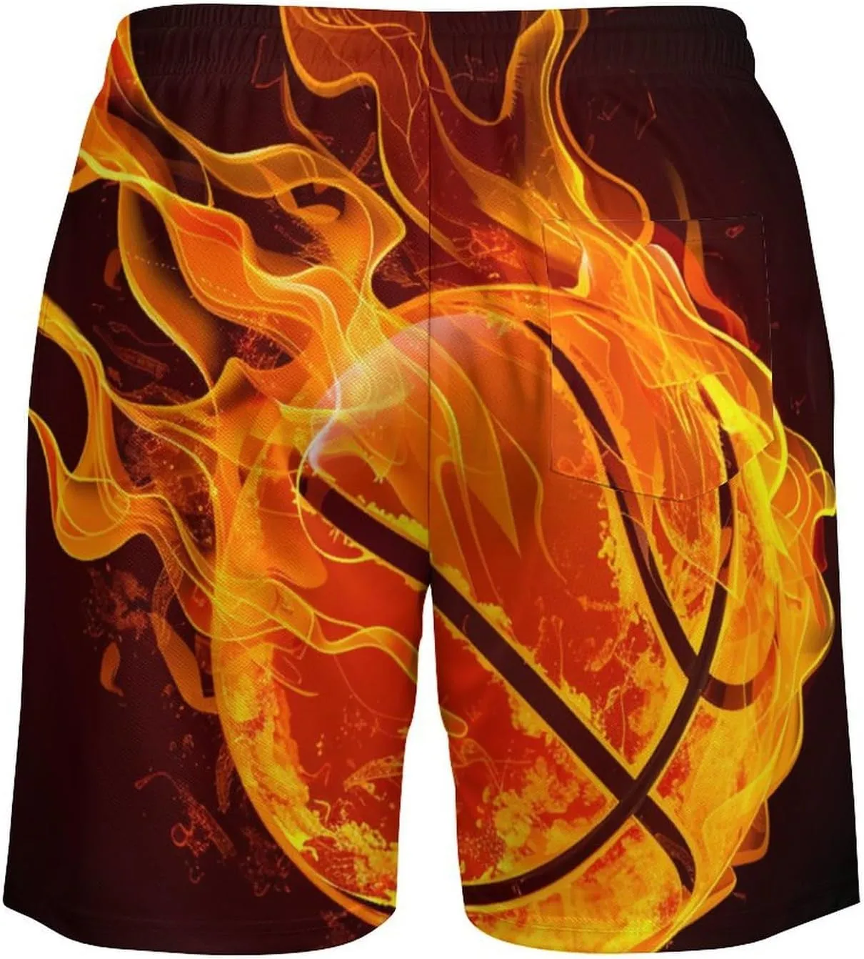 Mens Swim Trunks USA with Ribbons Men's Board Shorts with Compression Liner Quick Dry 4 Pockets