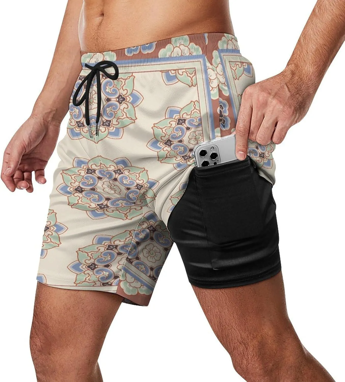 Mens Swim Trunks with Compression Liner Bathing Suits Beach Shorts Swim Shorts Men Swim Trunks