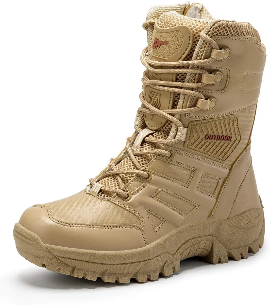 Men's Tactical Military Work Boots Side Zipper Lightweight Outdoor Motorcycle Boots Waterproof Combat Army Boots for Men