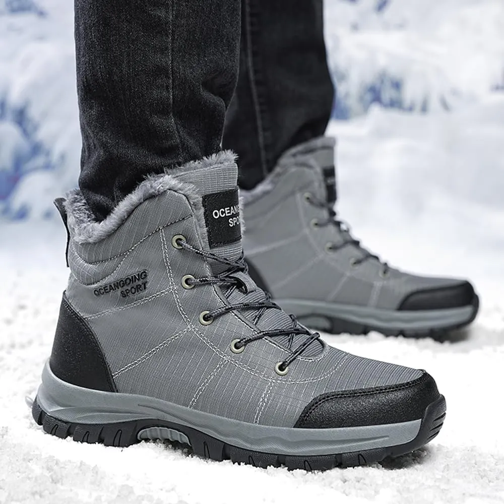 Men's Warm Winter Snow Boots for Hiking: Water Resistant Work Ankle Shoes for Outdoor - Non Slip Trekking Boot for Men