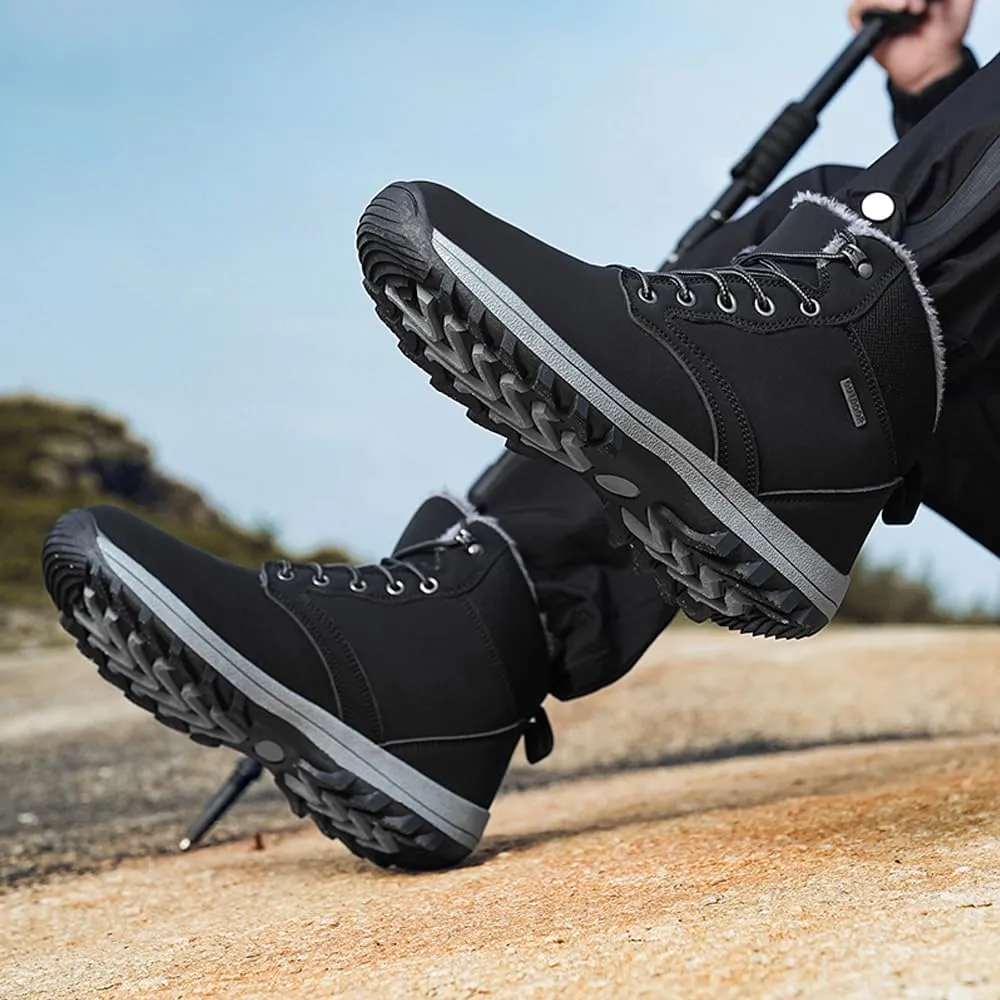 Men's Warm Winter Snow Boots for Hiking: Water Resistant Work Ankle Shoes for Outdoor - Non Slip Trekking Boot for Men