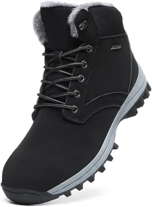 Men's Warm Winter Snow Boots for Hiking: Water Resistant Work Ankle Shoes for Outdoor - Non Slip Trekking Boot for Men