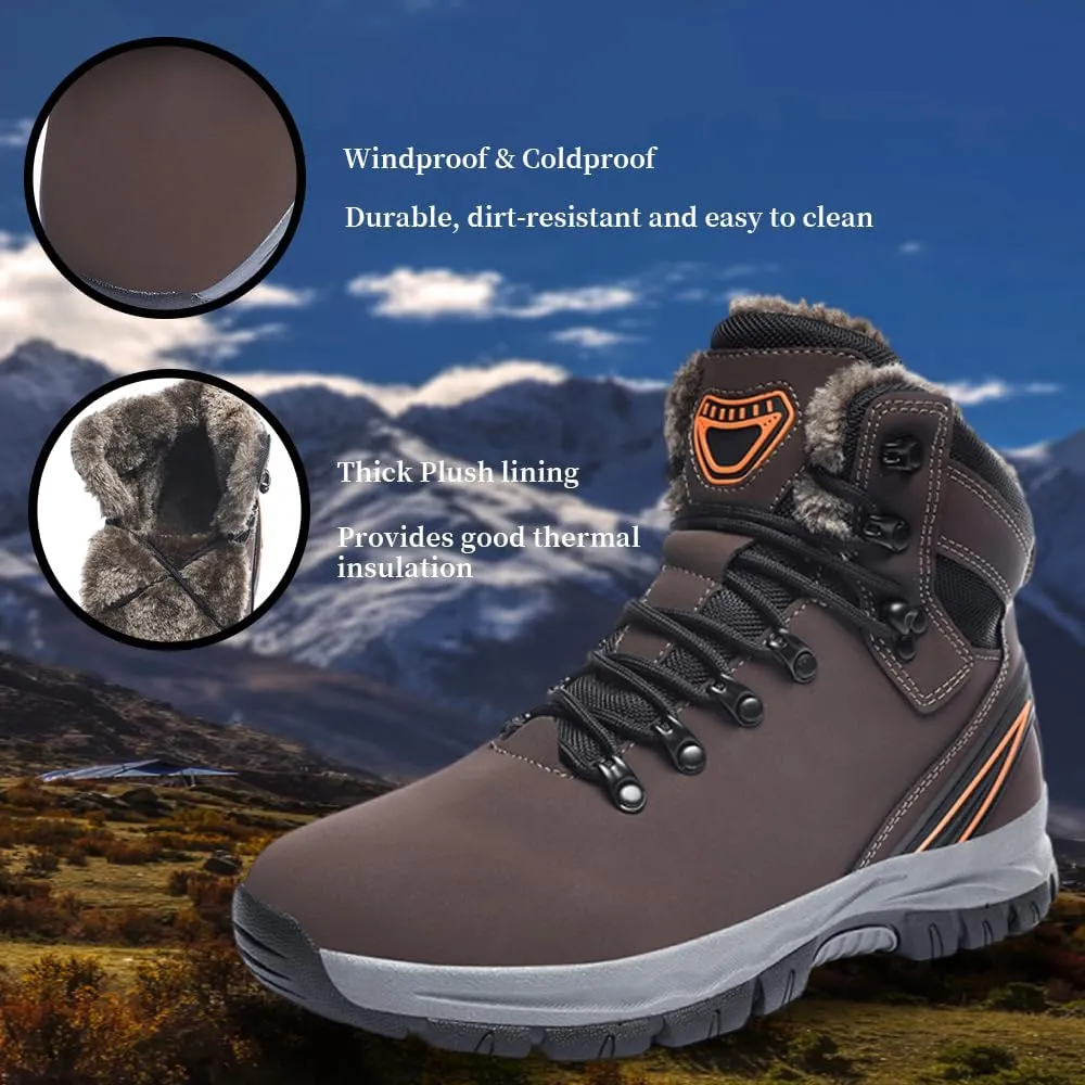 Men's Warm Winter Snow Boots for Hiking: Water Resistant Work Ankle Shoes for Outdoor - Non Slip Trekking Boot for Men