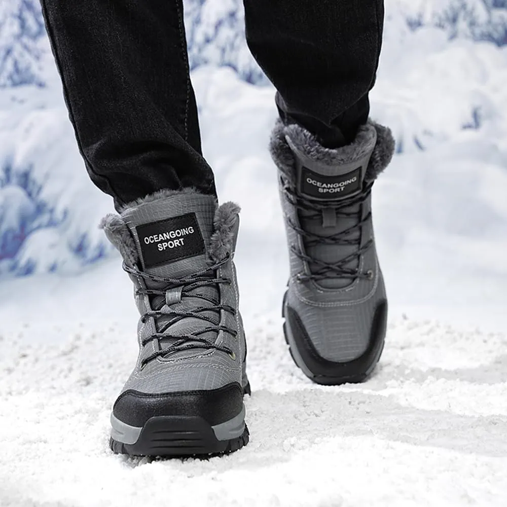 Men's Warm Winter Snow Boots for Hiking: Water Resistant Work Ankle Shoes for Outdoor - Non Slip Trekking Boot for Men