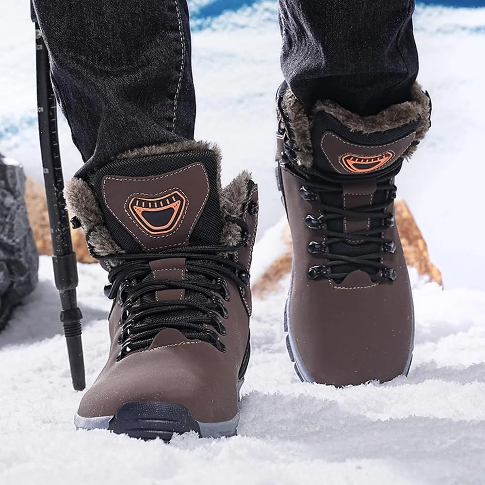 Men's Warm Winter Snow Boots for Hiking: Water Resistant Work Ankle Shoes for Outdoor - Non Slip Trekking Boot for Men
