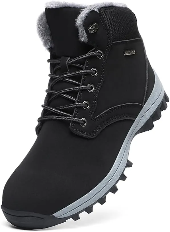 Men's Warm Winter Snow Boots for Hiking: Water Resistant Work Ankle Shoes for Outdoor - Non Slip Trekking Boot for Men