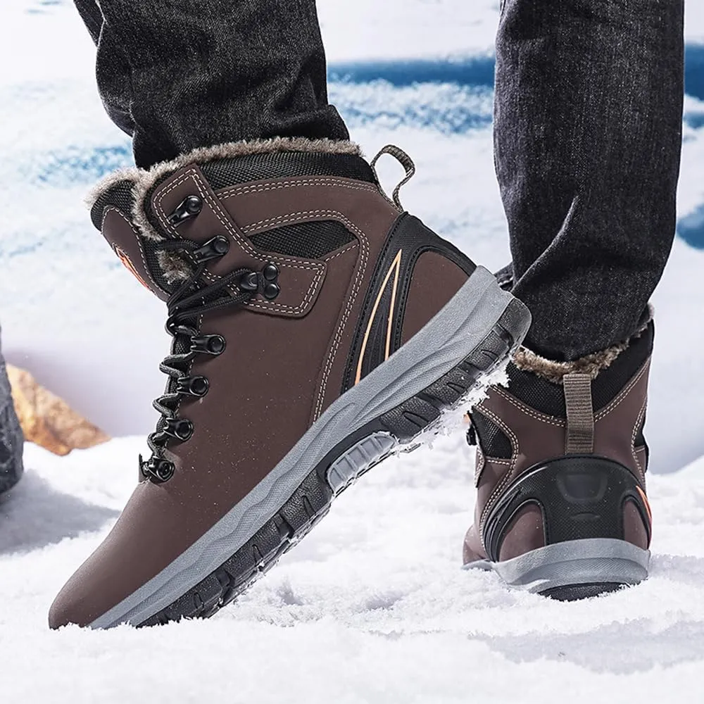 Men's Warm Winter Snow Boots for Hiking: Water Resistant Work Ankle Shoes for Outdoor - Non Slip Trekking Boot for Men