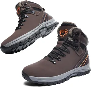 Men's Warm Winter Snow Boots for Hiking: Water Resistant Work Ankle Shoes for Outdoor - Non Slip Trekking Boot for Men