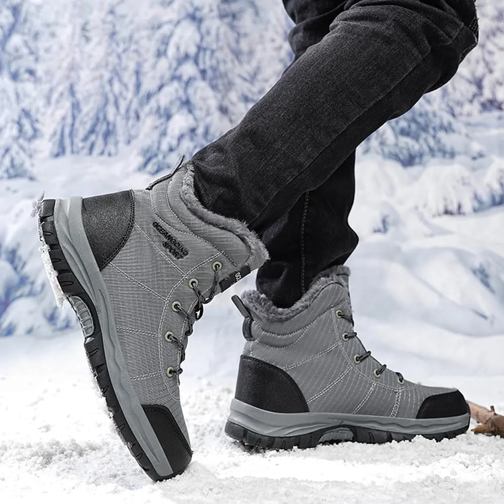 Men's Warm Winter Snow Boots for Hiking: Water Resistant Work Ankle Shoes for Outdoor - Non Slip Trekking Boot for Men