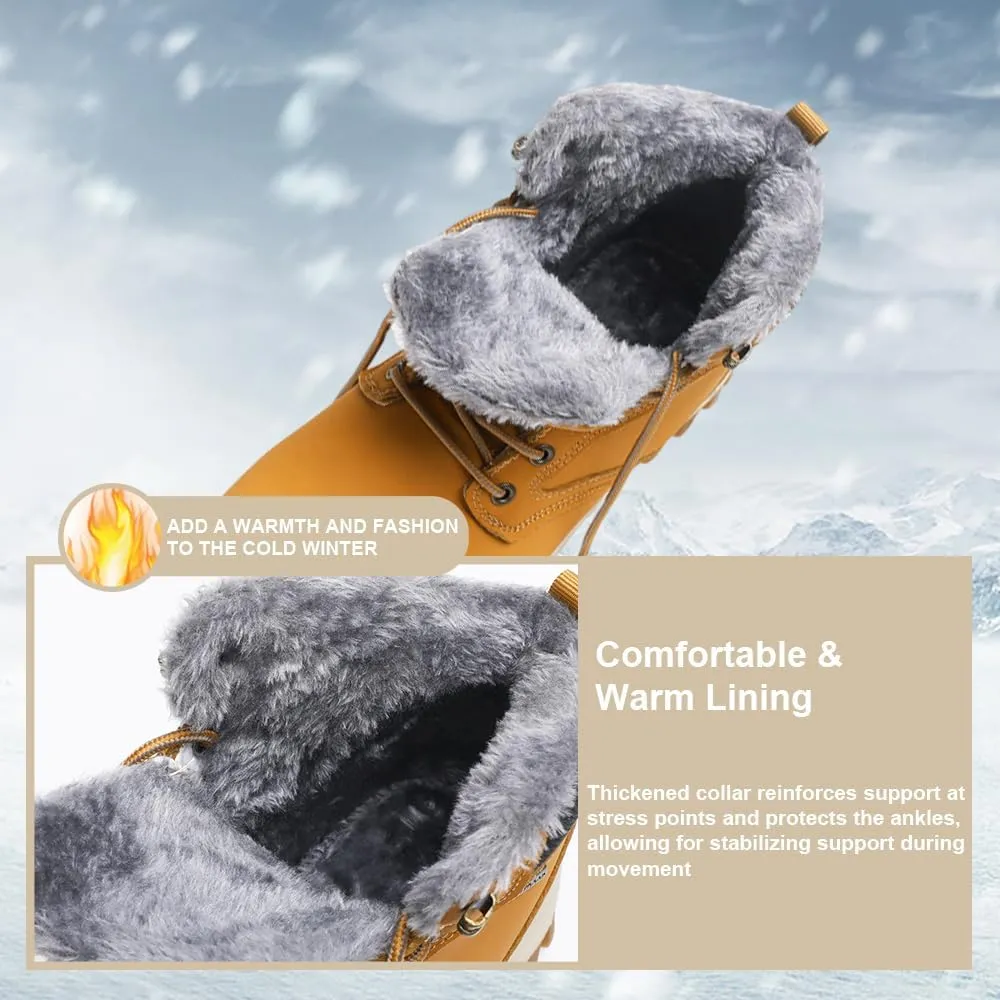Men's Warm Winter Snow Boots for Hiking: Water Resistant Work Ankle Shoes for Outdoor - Non Slip Trekking Boot for Men