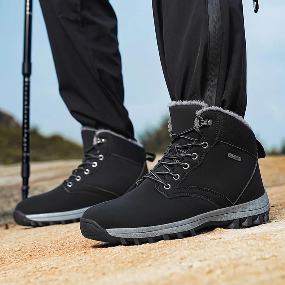 Men's Warm Winter Snow Boots for Hiking: Water Resistant Work Ankle Shoes for Outdoor - Non Slip Trekking Boot for Men