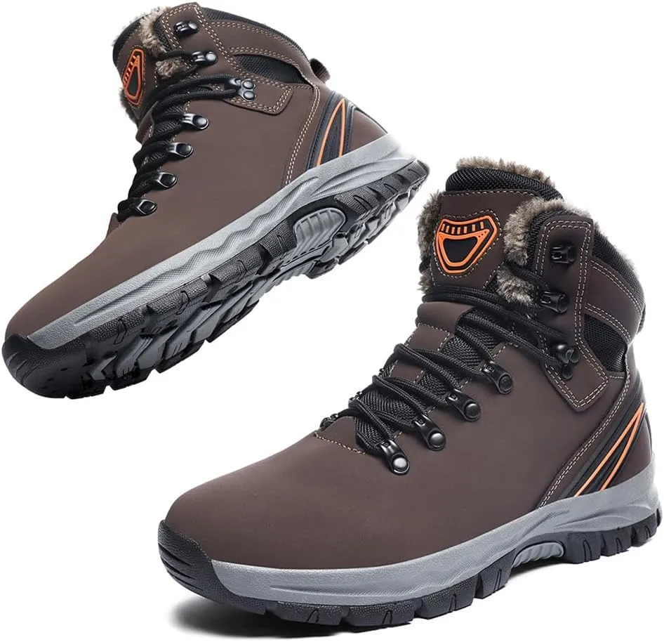 Men's Warm Winter Snow Boots for Hiking: Water Resistant Work Ankle Shoes for Outdoor - Non Slip Trekking Boot for Men