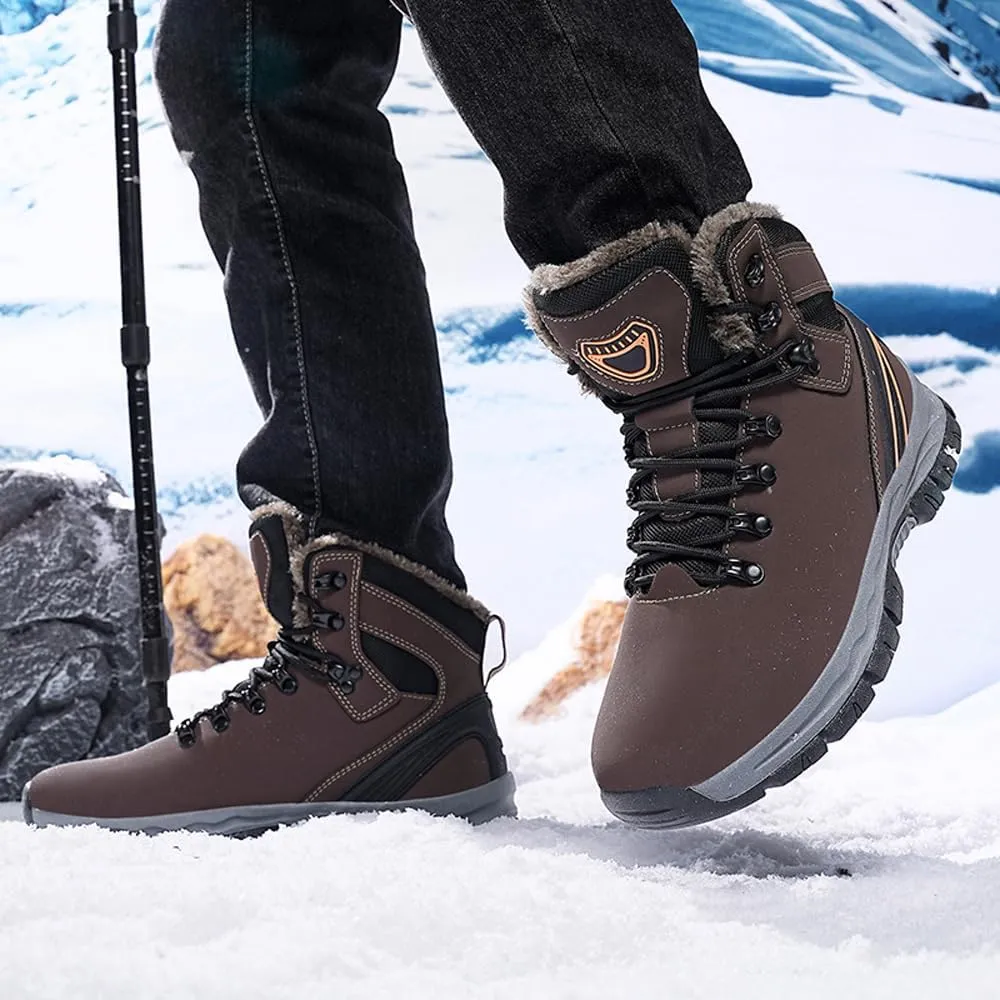 Men's Warm Winter Snow Boots for Hiking: Water Resistant Work Ankle Shoes for Outdoor - Non Slip Trekking Boot for Men