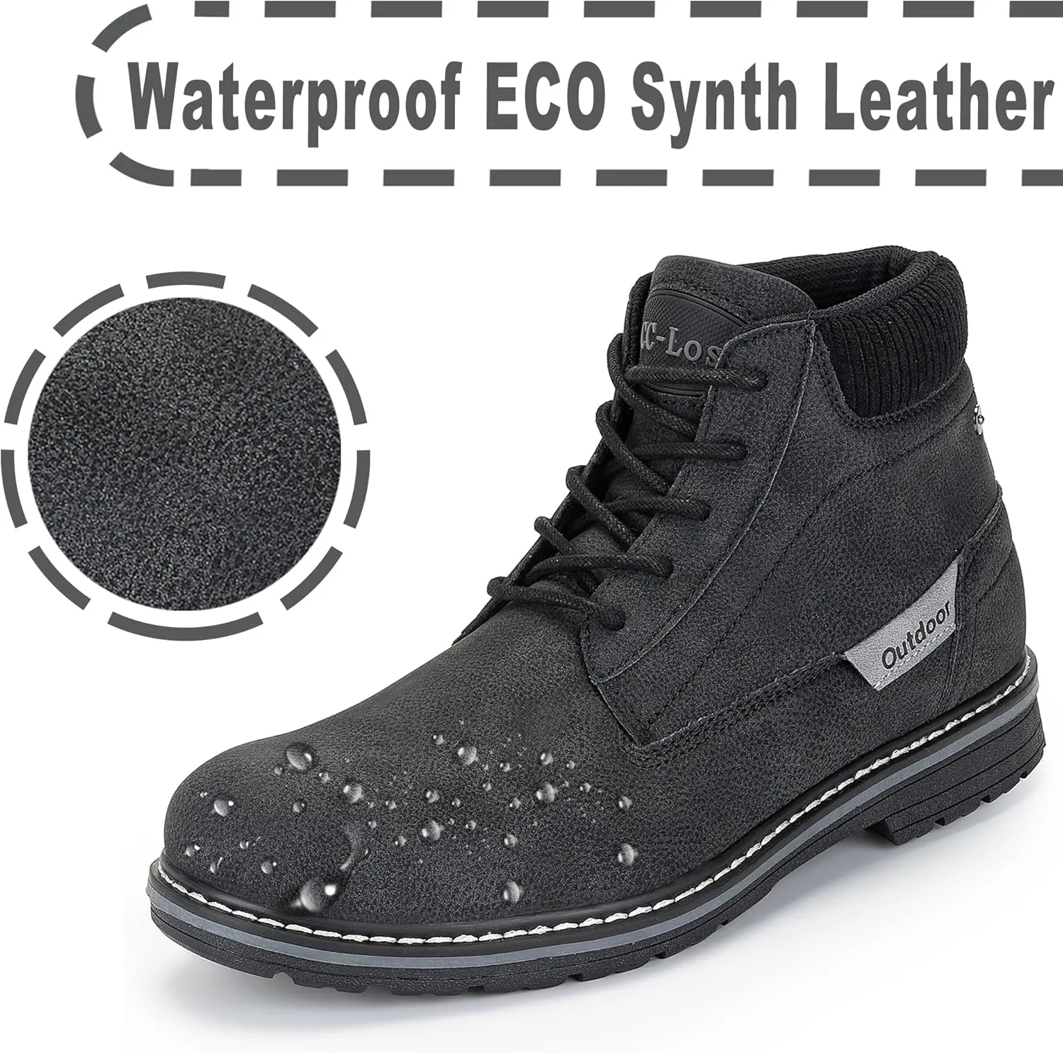 Men's Waterproof Mid-Top Chukka Boots for Work Everyday Wear Casual Outdoor