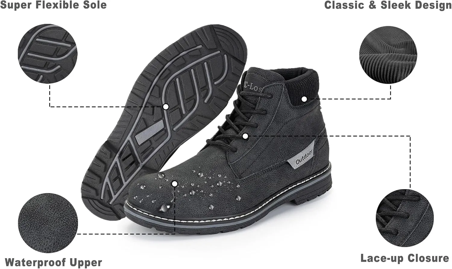 Men's Waterproof Mid-Top Chukka Boots for Work Everyday Wear Casual Outdoor