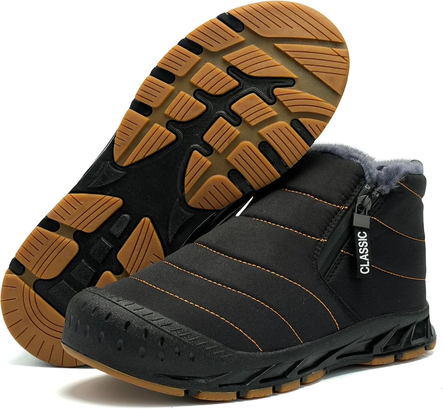 Men's Waterproof Snow Boots Warm Winter Boots Fur Lined Booties Non-Slip Lightweight Winter Shoes