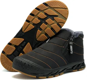 Men's Waterproof Snow Boots Warm Winter Boots Fur Lined Booties Non-Slip Lightweight Winter Shoes
