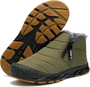 Men's Waterproof Snow Boots Warm Winter Boots Fur Lined Booties Non-Slip Lightweight Winter Shoes