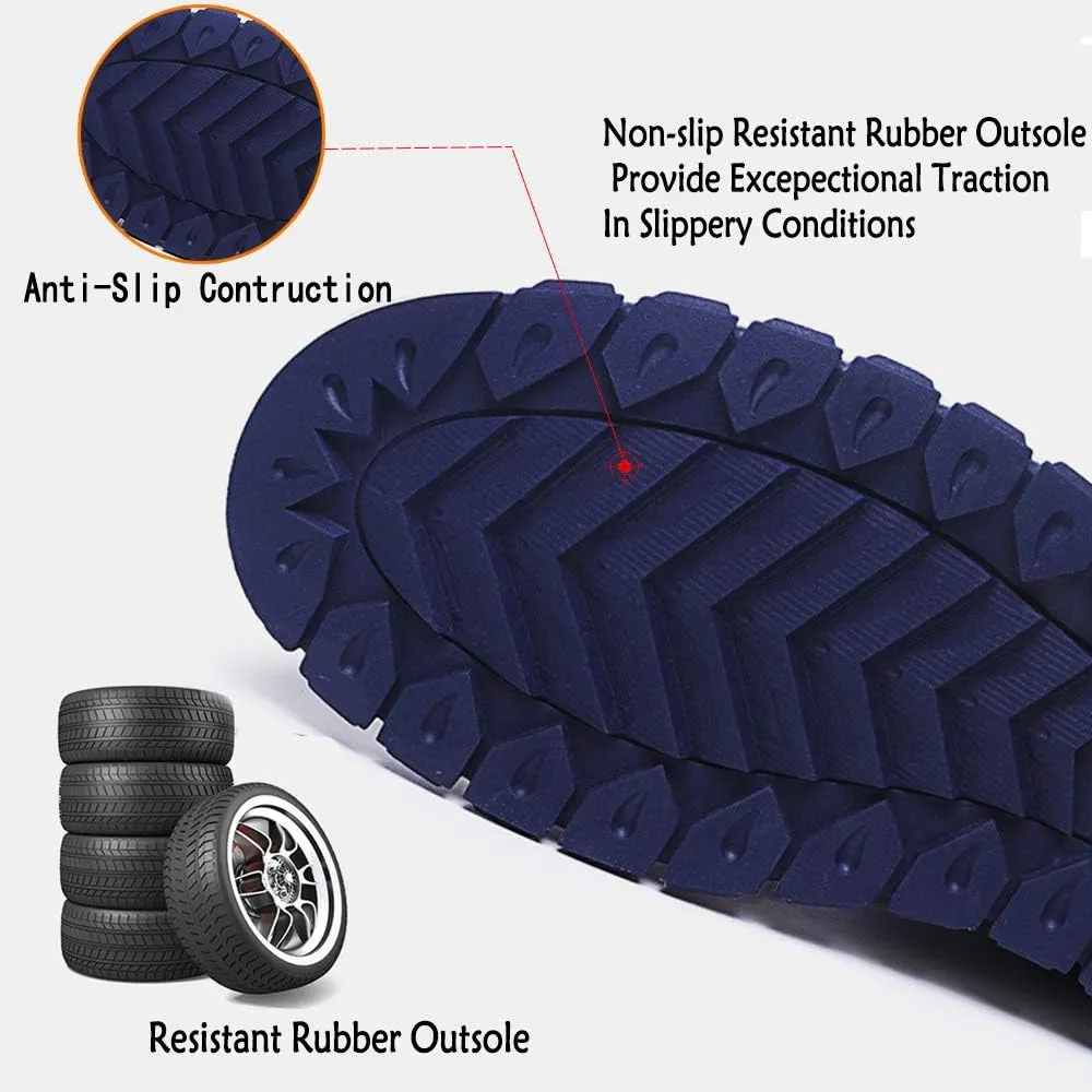 Mens Winter Snow Boots Fur Lined Warm Ankle Booties Waterproof Slip-on Sneakers Lightweight High Top Outdoor Shoes