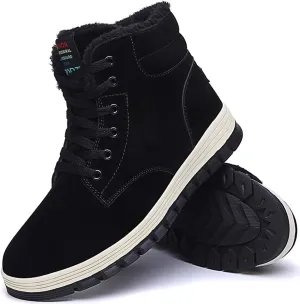 Mens Winter Snow Boots Fur Lined Warm Ankle Booties Waterproof Slip-on Sneakers Lightweight High Top Outdoor Shoes