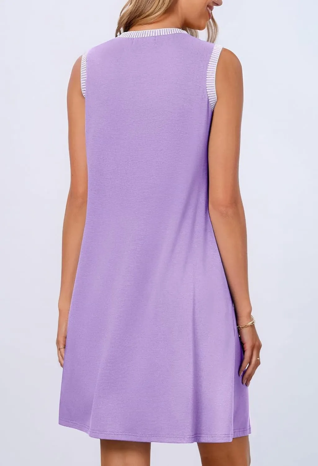 MEROKEETY Women's 2025 Summer Spring Casual Sundress Beach Vacation Sleeveless Tank Crewneck Coverup Mini Dresses