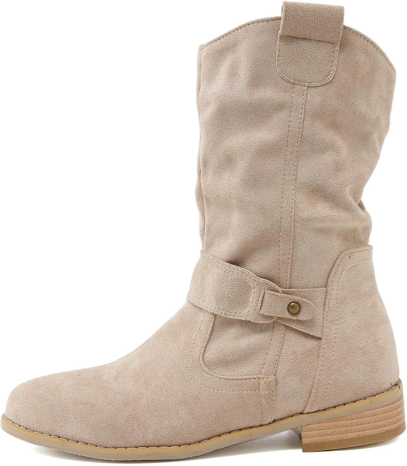 Mid Calf Boots Low Heel Boots for Women ，Low Heel Breathable Winter Zipper Booties，Fashionable Classic Black Ankle Boots
