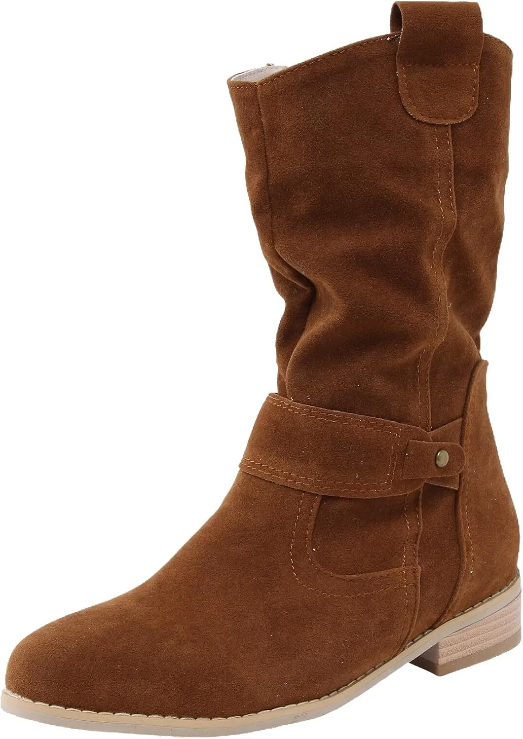 Mid Calf Boots Low Heel Boots for Women ，Low Heel Breathable Winter Zipper Booties，Fashionable Classic Black Ankle Boots