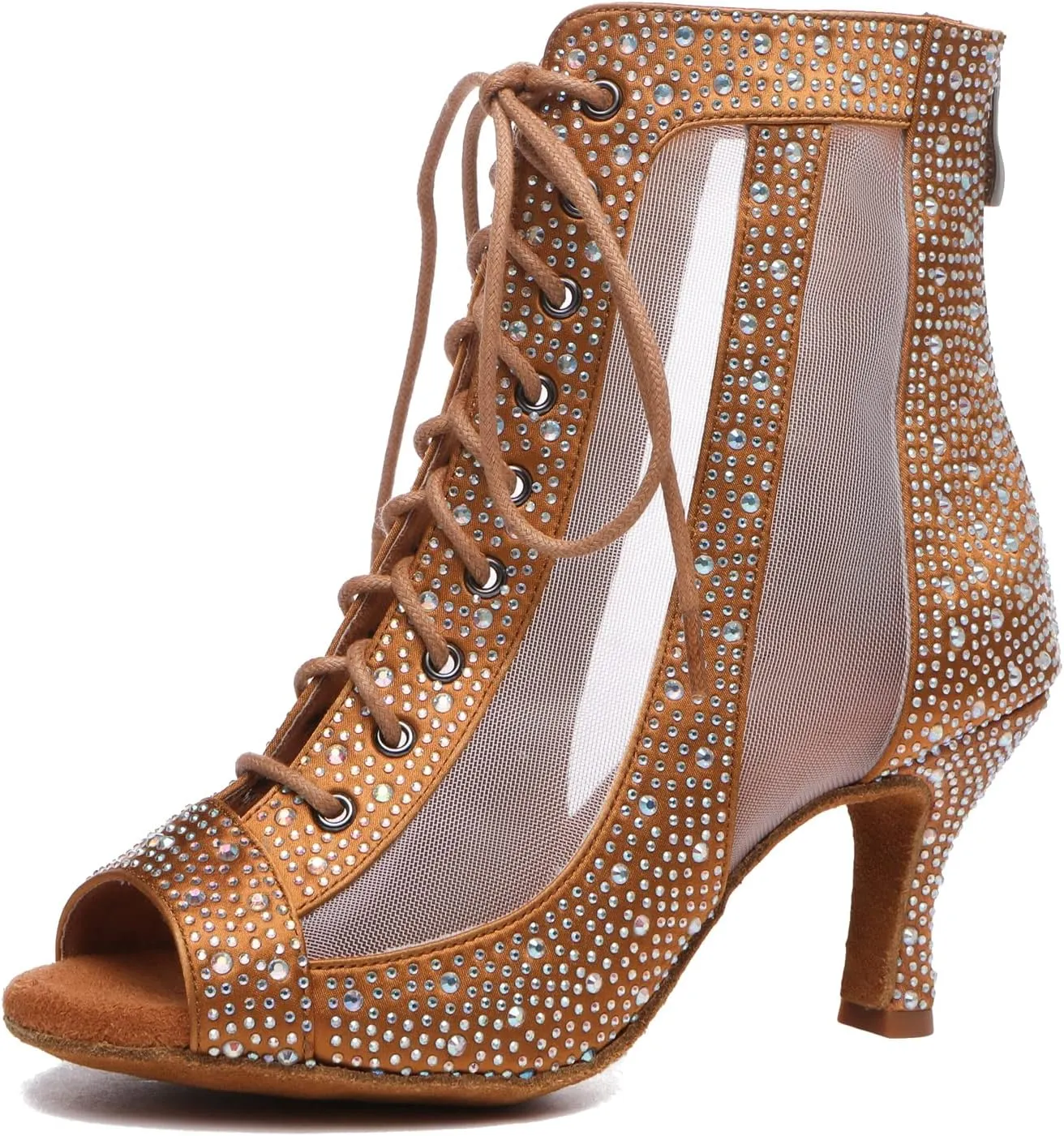 Minishion Sexy Dance Heels for Women Mesh Party Eveing Ankle Sandals Boots