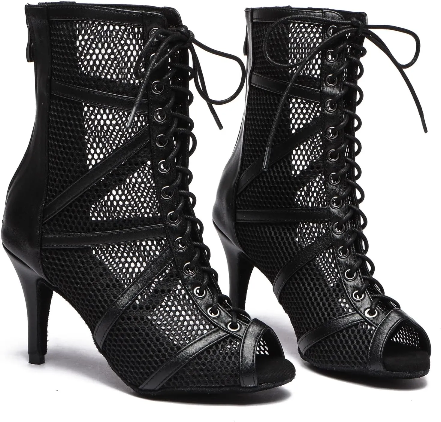 Minishion Sexy Dance Heels for Women Mesh Party Eveing Ankle Sandals Boots
