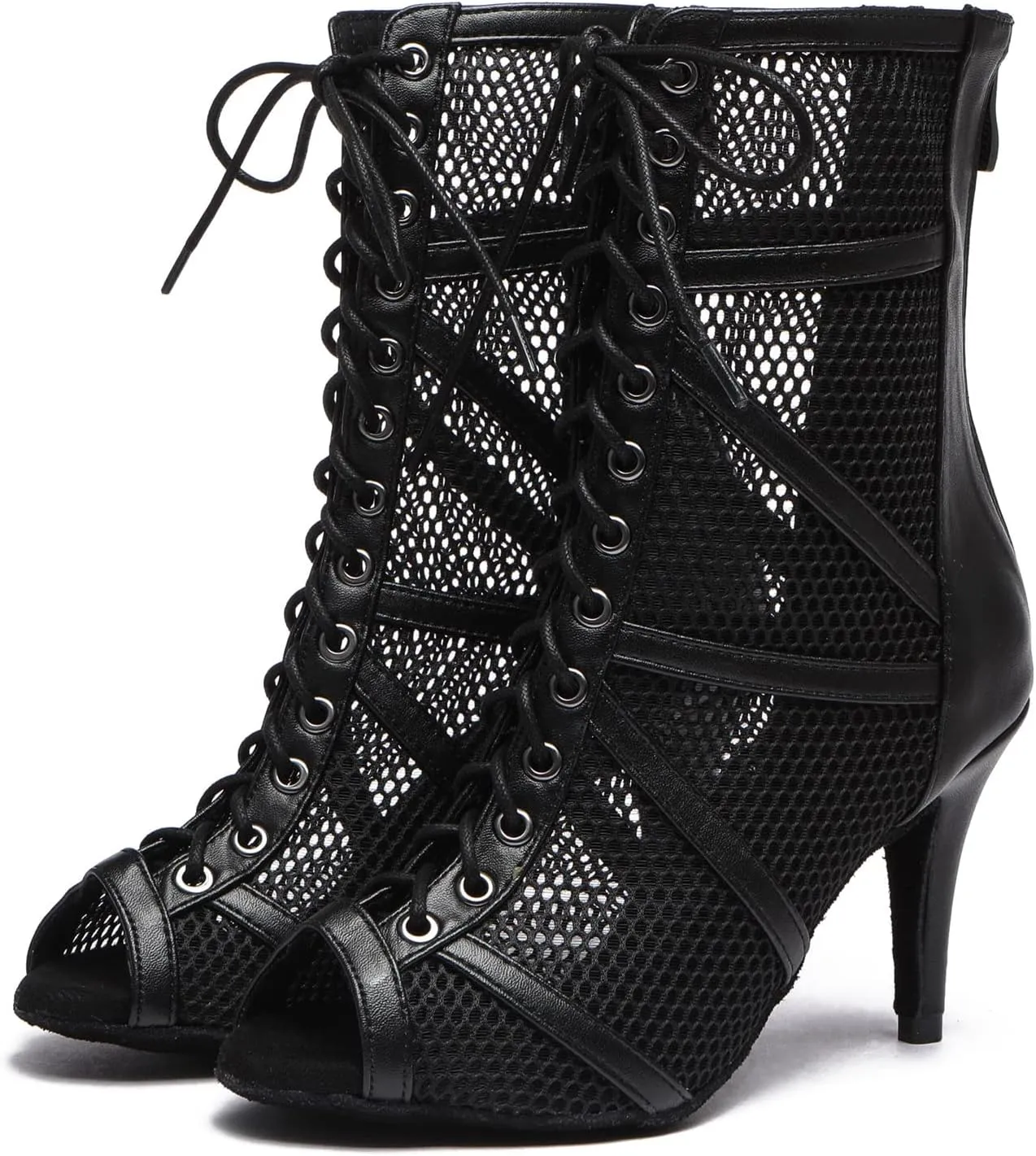 Minishion Sexy Dance Heels for Women Mesh Party Eveing Ankle Sandals Boots