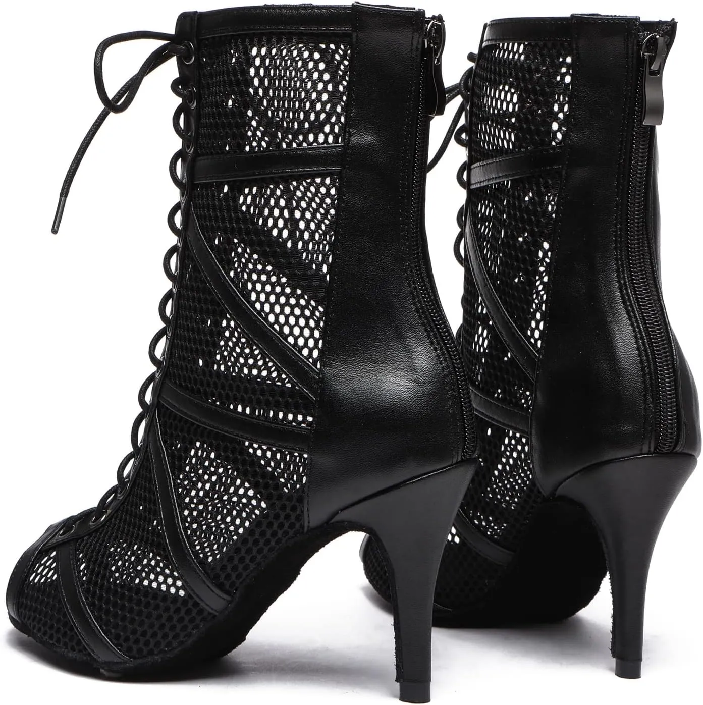 Minishion Sexy Dance Heels for Women Mesh Party Eveing Ankle Sandals Boots