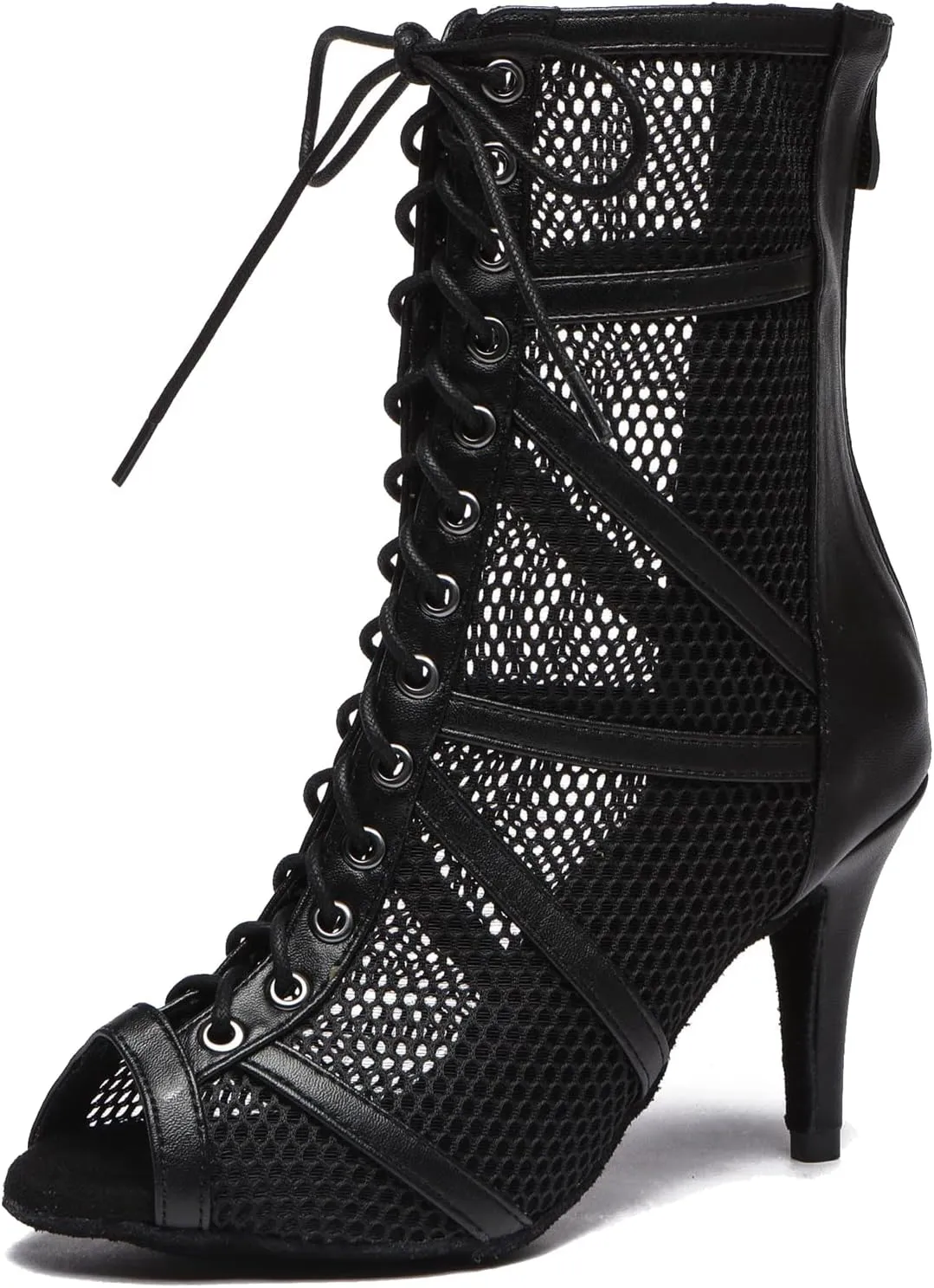 Minishion Sexy Dance Heels for Women Mesh Party Eveing Ankle Sandals Boots