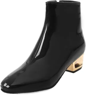 MIOKE Women's Fashion Waterproof Rain Ankle Boots Low Heel Zipper Chelsea Booties Dressy Dressy Short Boot