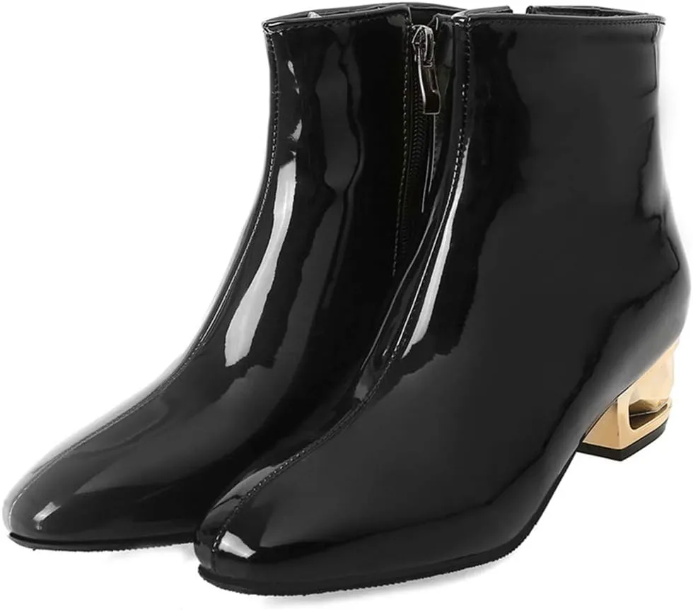 MIOKE Women's Fashion Waterproof Rain Ankle Boots Low Heel Zipper Chelsea Booties Dressy Dressy Short Boot