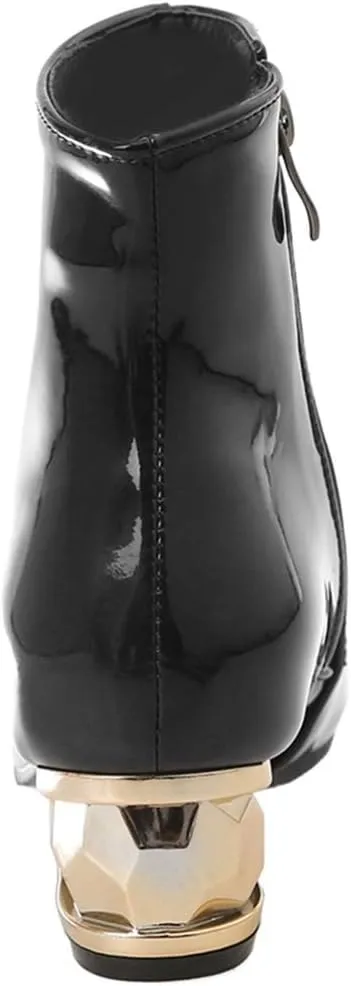 MIOKE Women's Fashion Waterproof Rain Ankle Boots Low Heel Zipper Chelsea Booties Dressy Dressy Short Boot