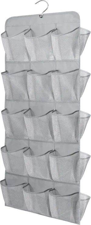 MISSLO 30 Large Pockets Dual Sided Hanging Shoe Organizer for Closet with Rotating Hanger Hanging Shoe Shelves, Grey