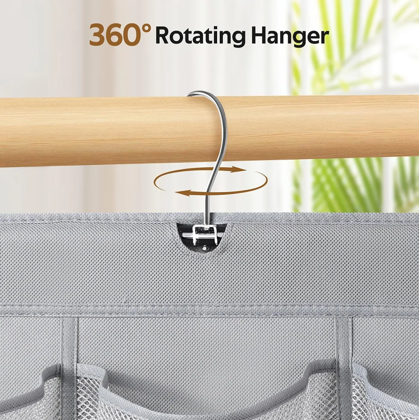 MISSLO 30 Large Pockets Dual Sided Hanging Shoe Organizer for Closet with Rotating Hanger Hanging Shoe Shelves, Grey