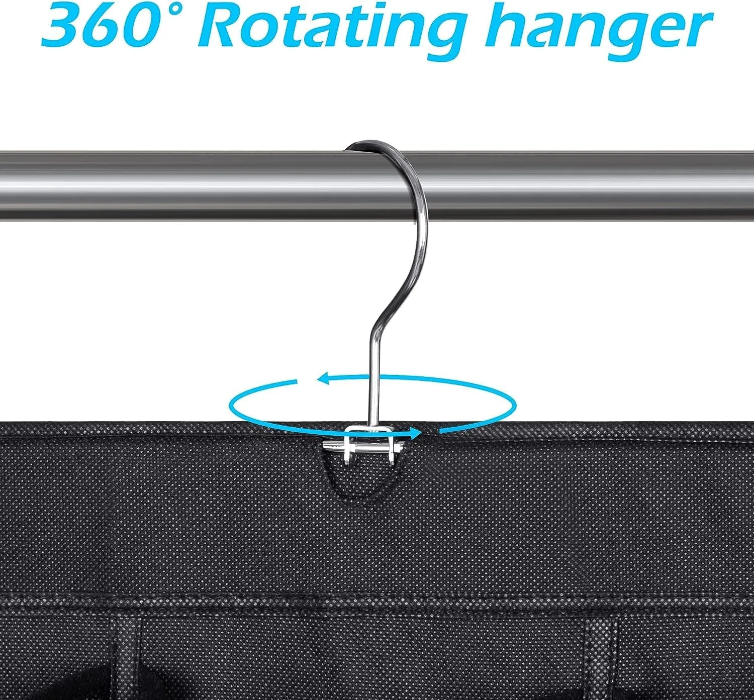 MISSLO 30 Large Pockets Dual Sided Hanging Shoe Rack for Closet Organizer with Rotating Hanger Hanging Shoe Shelves, Black