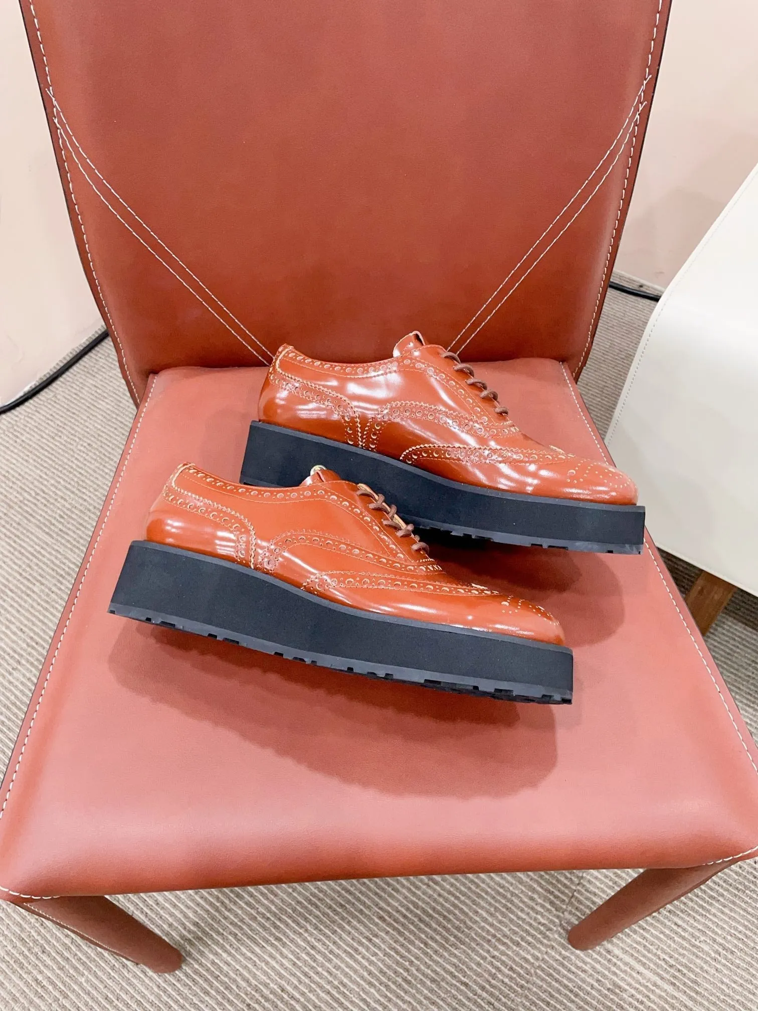Miu-Church's Lace-Ups Cocoa Brown Glossy Nubuck Leather