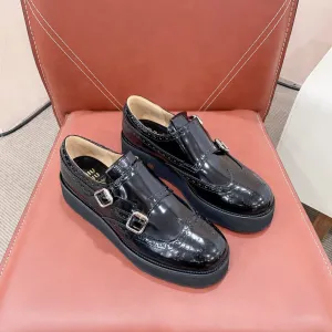Miu-Church's Loafers Black Glossy Nubuck Leather