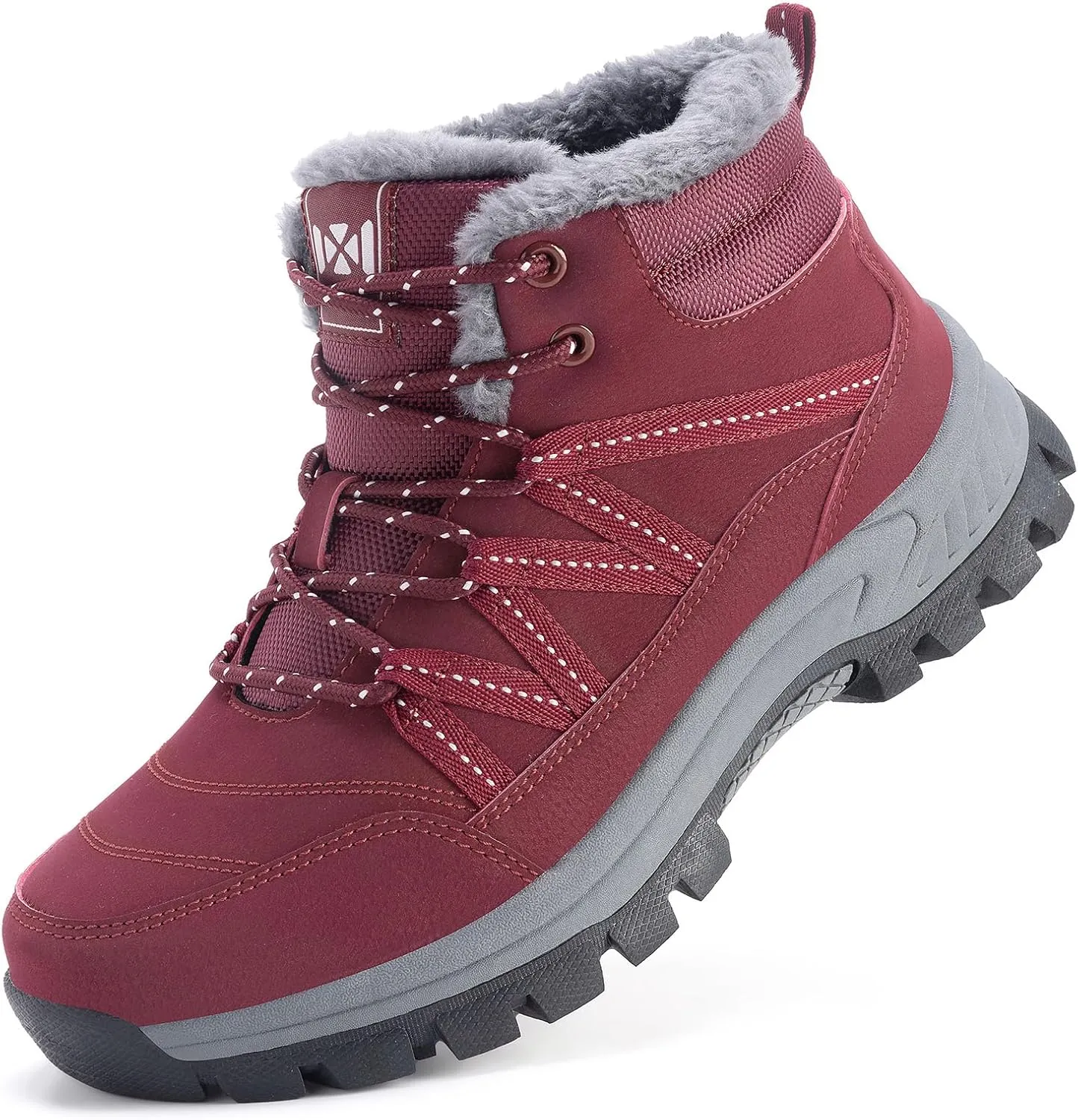 Moodeng Women Winter Boots Warm Comfortable Outdoor Ankle Boots Lace Up Hiking Boots Non-Slip Trekking Shoes