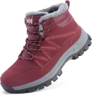 Moodeng Women Winter Boots Warm Comfortable Outdoor Ankle Boots Lace Up Hiking Boots Non-Slip Trekking Shoes